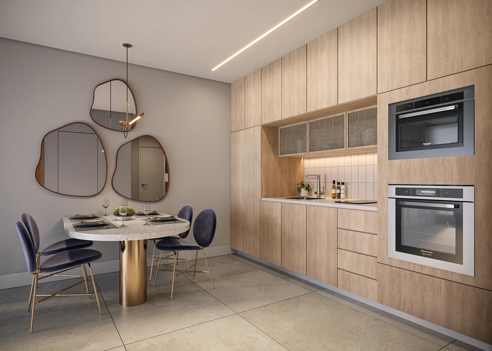 Perspectiva ilustrada da Cozinha – 40m²